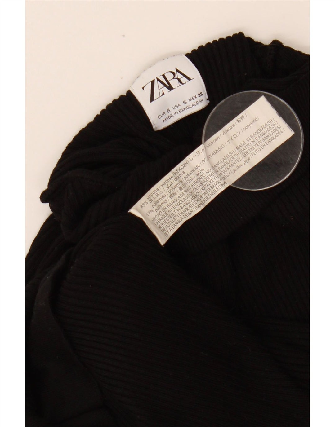 ZARA Γυναικείο πουλόβερ με λαιμό χελώνα UK 8 Small Black Viscose