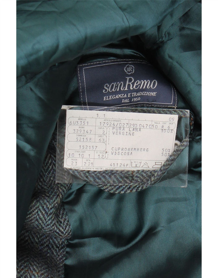 San Remo Ανδρικό τζάκετ Blazer 2 κουμπιών IT 50 Μεγάλο Μπλε Ψαροκόκκαλο