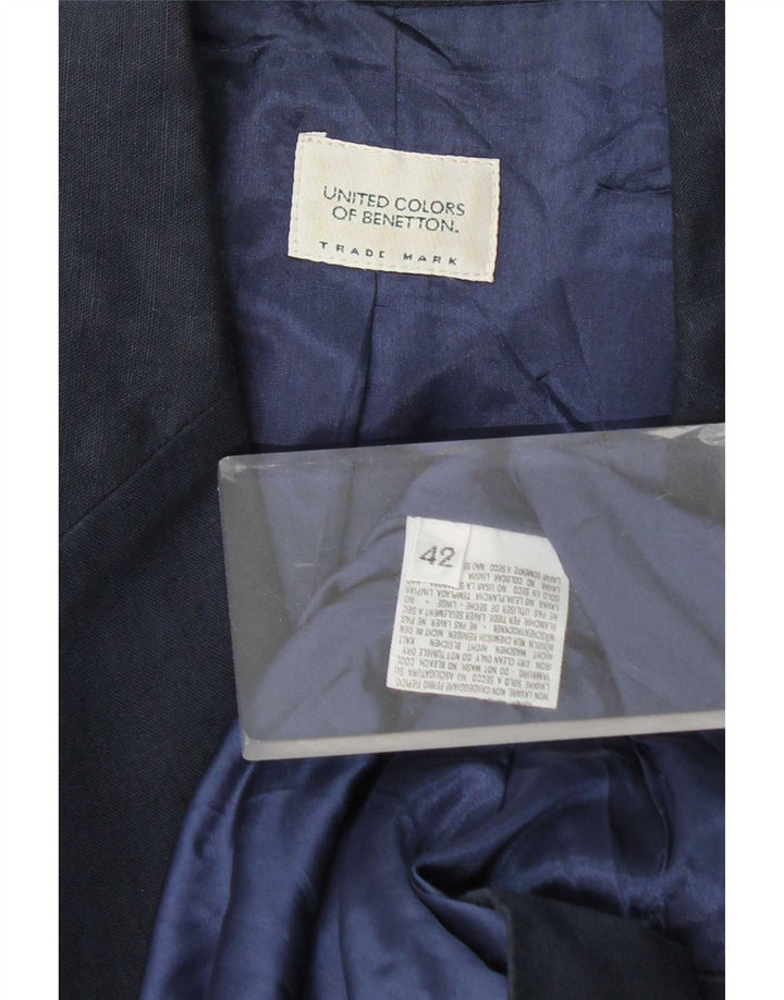 Benetton Γυναικείο Μπουφάν Blazer με 2 Κουμπιά IT 42 Medium Navy Blue Βαμβακερό