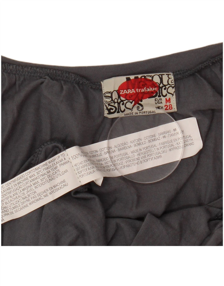 ZARA Γυναικεία μπλούζα Trafaluc 3/4 μανίκια τοπ UK 12 μεσαία γκρι βαμβακερή