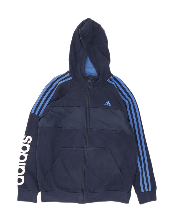 Γραφικό πουλόβερ Adidas Boys με κουκούλα 14-15 ετών Navy Blue Colorblock