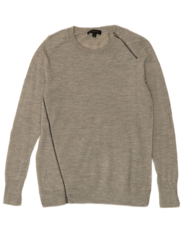 J. CREW Γυναικείο πουλόβερ με λαιμό σκάφος UK 10 Small Grey Merino Wool