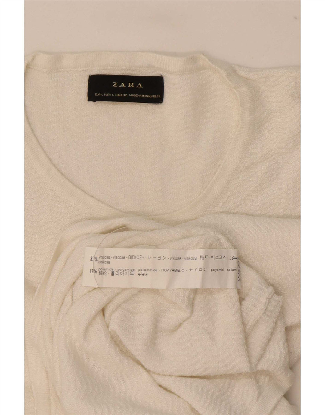 Zara Ανδρικό πουλόβερ με λαιμόκοψη μεγάλη λευκή βισκόζη