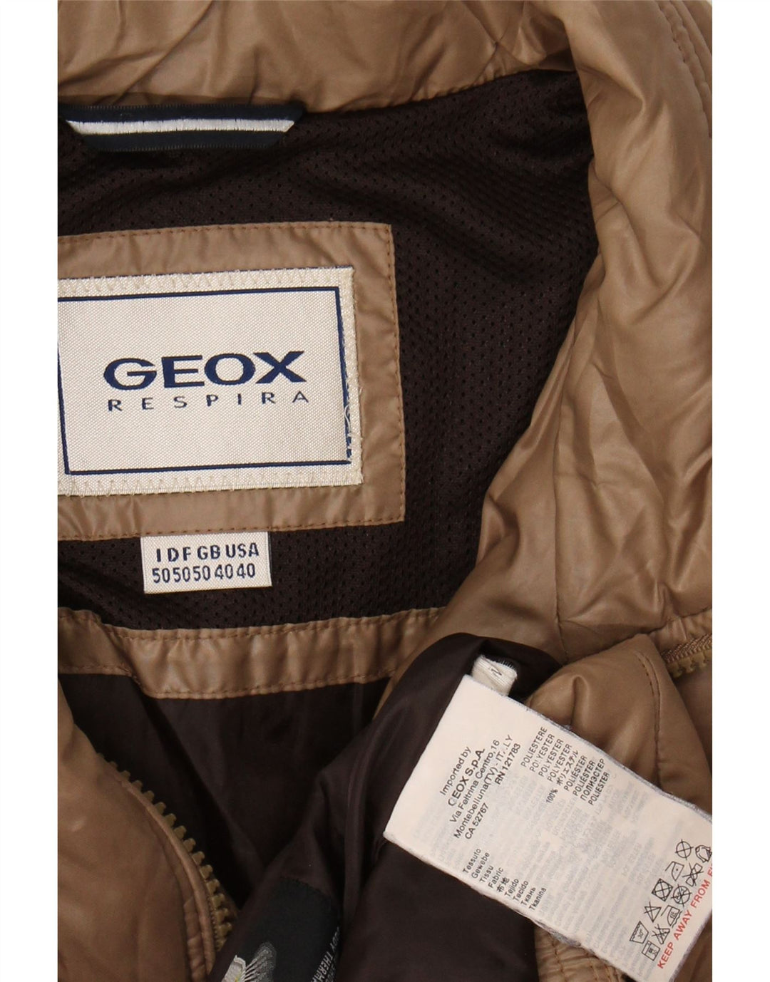 GEOX Mens Respira Padded Jacket UK 40 Large Brown Polyester