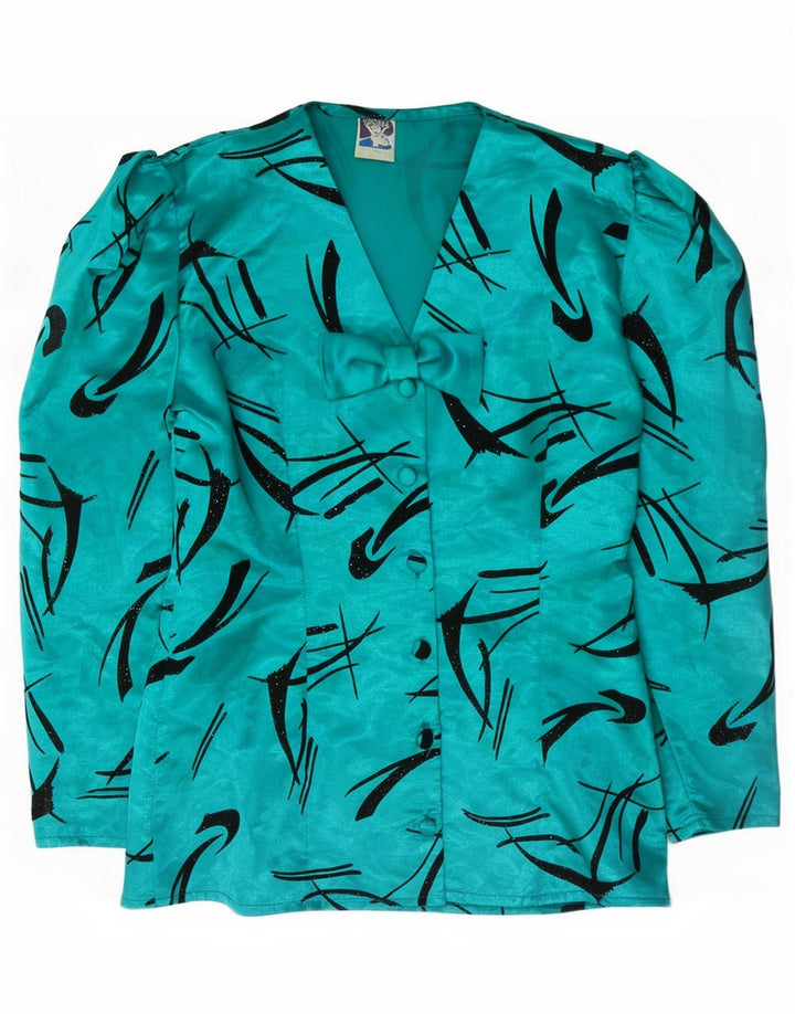 Yessica Γυναικείο πουκάμισο Abstract Pattern Μπλούζα UK 12 Μεσαίο πράσινο πολυεστέρας