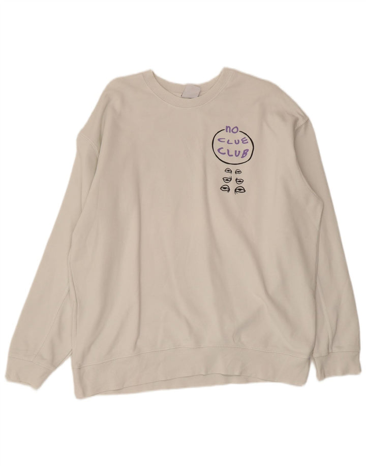 ZARA Womens Graphic Sweatshirt Jumper UK 18 XL White
