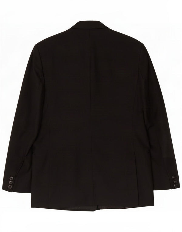 Vintage Ανδρικό Διπλό Μπουφάν Blazer UK 38 Μέτριο Μαύρο Παρθένο Μαλλί