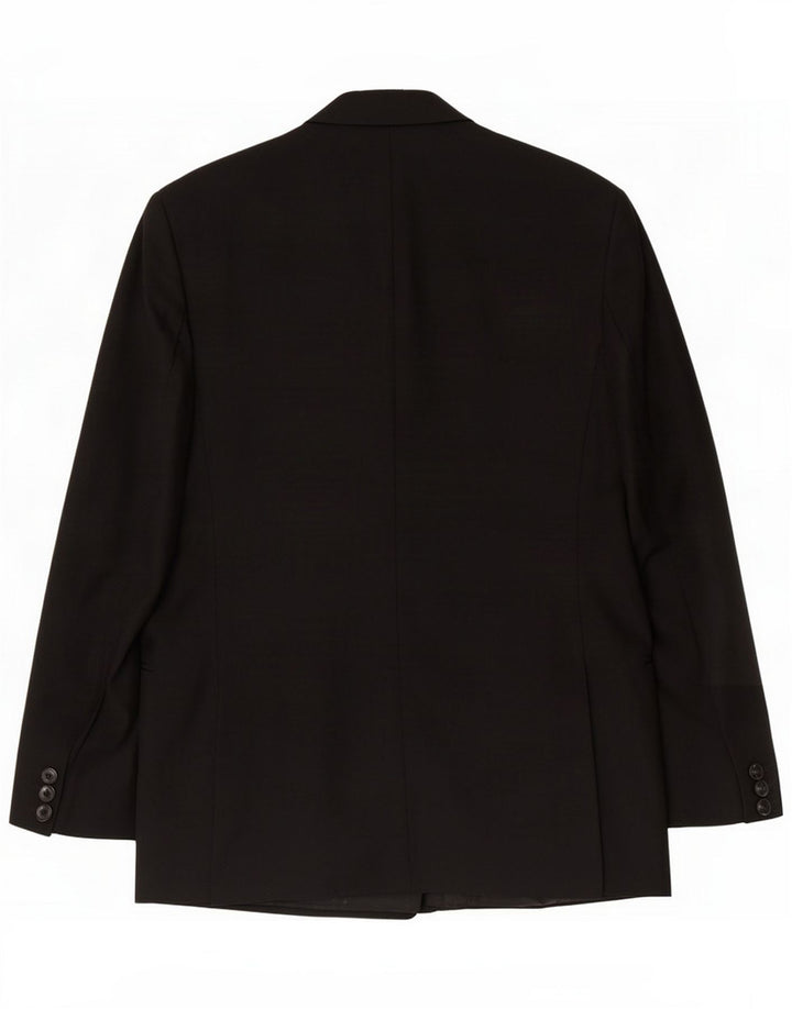 Vintage Ανδρικό Διπλό Μπουφάν Blazer UK 38 Μέτριο Μαύρο Παρθένο Μαλλί