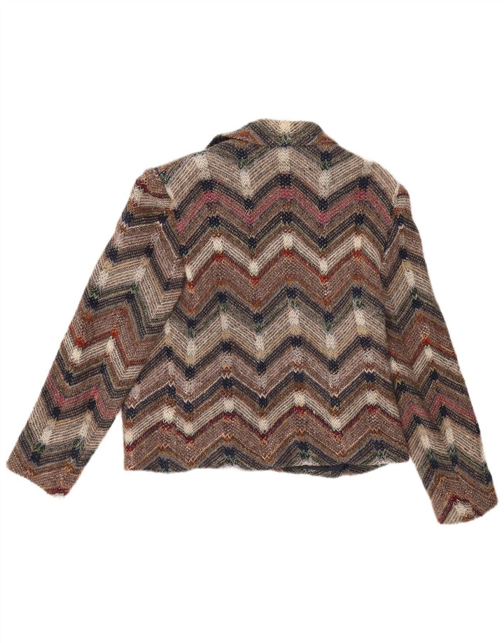 Vintage Γυναικείο πλεκτό ανοιχτό σακάκι UK 12 Medium Πολύχρωμο Chevron