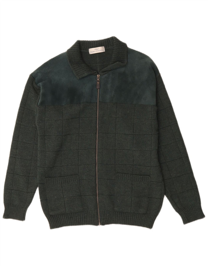 Marks & Spencer Ανδρικό πουλόβερ St. Michael Cardigan Μικρό πράσινο μαλλί