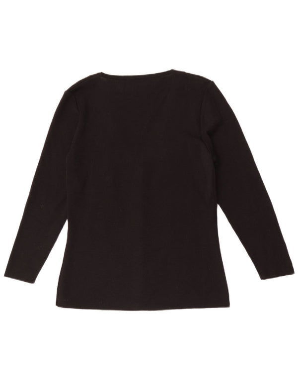 Francesca Womens By Sottini Cardigan Πουλόβερ UK 14 Μεγάλο μαύρο φλοράλ μαλλί