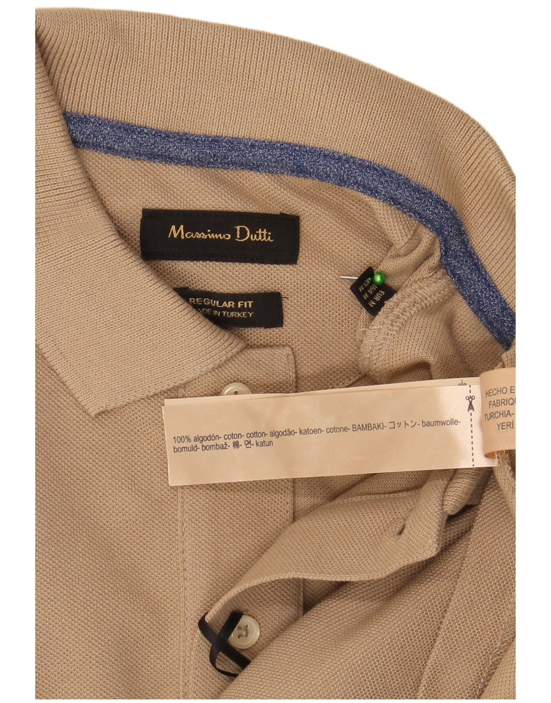 Massimo Dutti Ανδρικό πουκάμισο Polo με κανονική εφαρμογή, μεσαίο μπεζ βαμβακερό