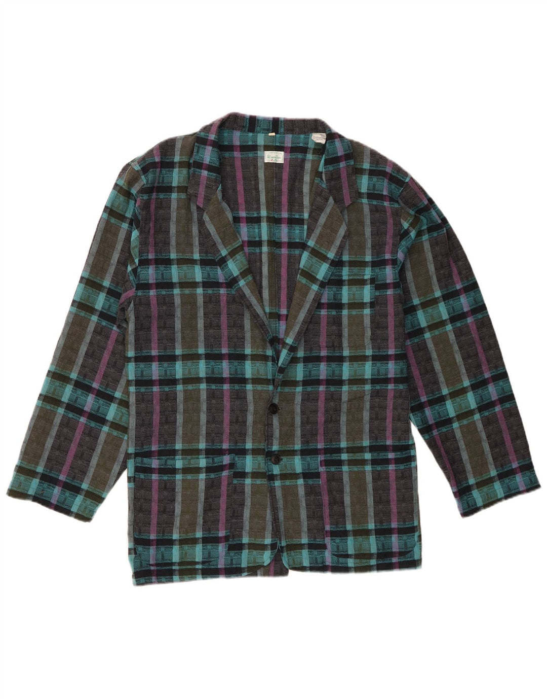 Benetton Ανδρικό σακάκι με 2 κουμπιά UK 36 Small Blue Check Polyester