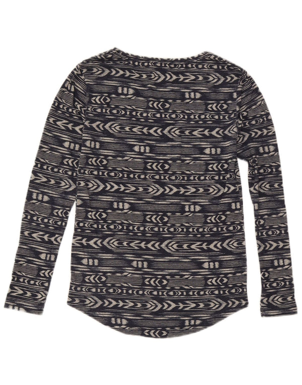 Roxy γυναικείο τοπ μακρυμάνικο UK 6 XS Navy Blue γεωμετρικός πολυεστέρας