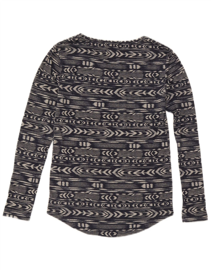 Roxy γυναικείο τοπ μακρυμάνικο UK 6 XS Navy Blue γεωμετρικός πολυεστέρας