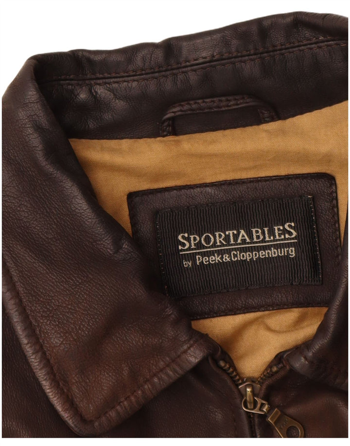 Peek & Cleppenburg Ανδρικό Δερμάτινο Μπουφάν UK 40 Large Brown Δερμάτινο