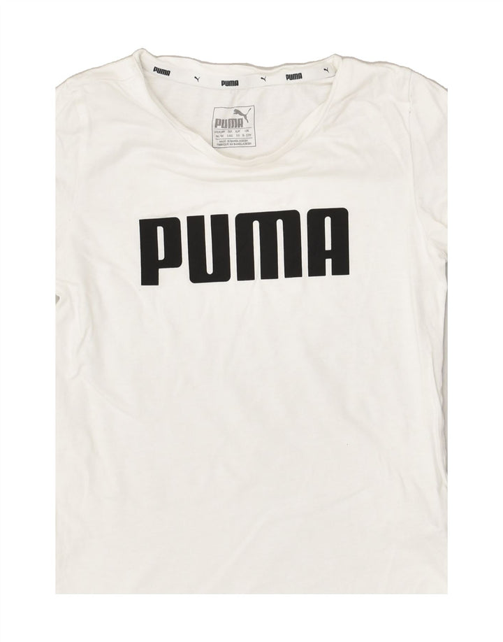 PUMA Girls Graphic T-Shirt Top 9-10 Years White Cotton | Vintage Puma | Thrift | Second-Hand Puma | Used Clothing | Messina Hembry 