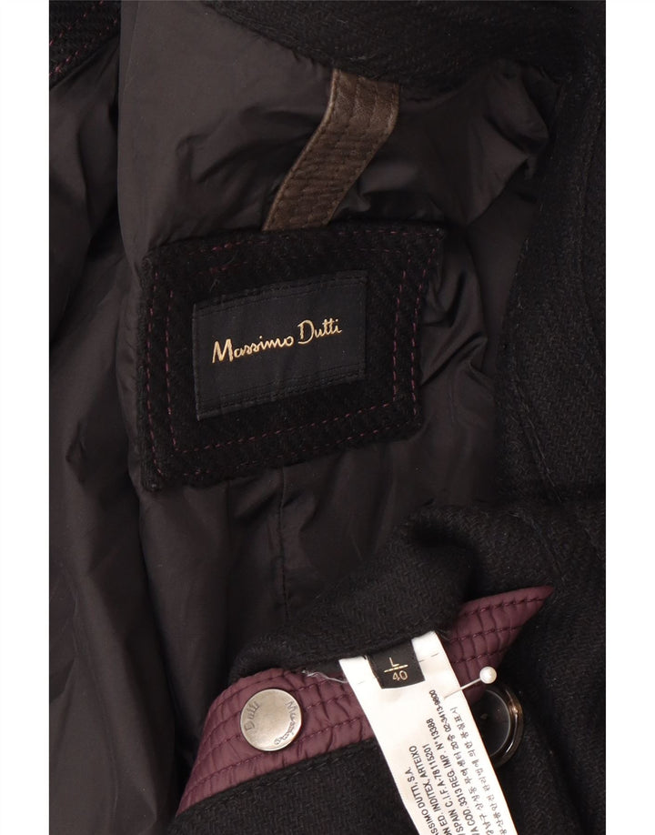 Massimo Dutti Ανδρικό παλτό μπιζελιού UK 40 μεγάλο μαύρο νάιλον