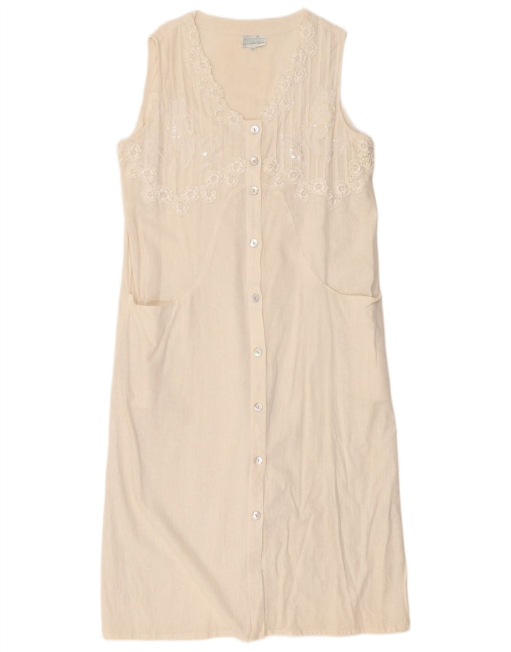 Marila Γυναικείο Αμάνικο Φόρεμα Shift UK 14 Medium White Λινό