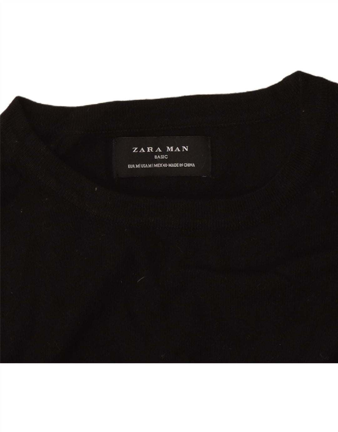 Ανδρικό πουλόβερ Zara Crew Neck Jumper Μεσαίο Μαύρο