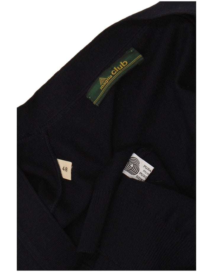 MAGLIA CLUB Ανδρικό αμάνικο πουλόβερ ζακέτα IT 48 Μαλλί μεσαίου μπλε ναυτικού