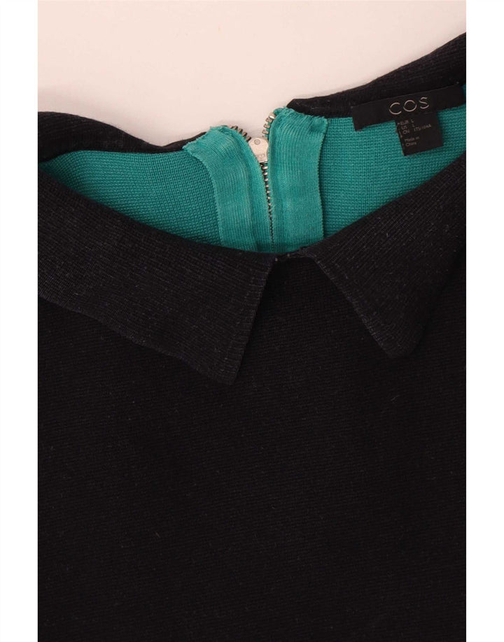 Cos Γυναικείο φόρεμα Shift UK 16 Large Black Colourblock Βαμβακερό