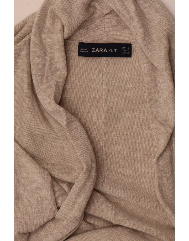 Zara Γυναικείο Longline Ανοιχτό Ζακέτα UK 8 Small Beige