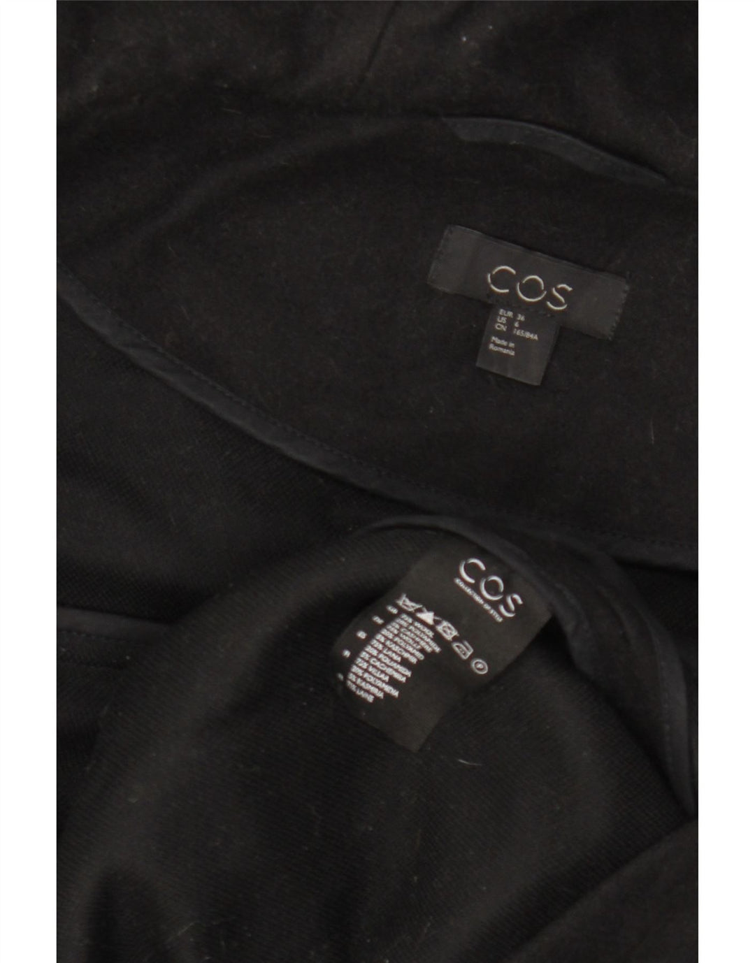 Γυναικείο παλτό Cos με κουκούλα EU 36 Small Black Wool