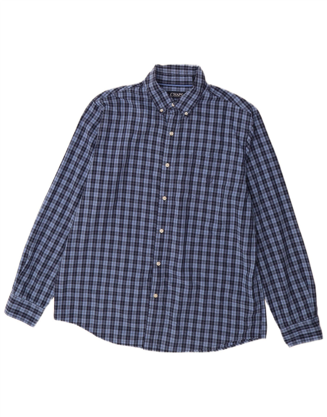 Chaps Ανδρικό πουκάμισο Easy Care XL Blue Check Cotton
