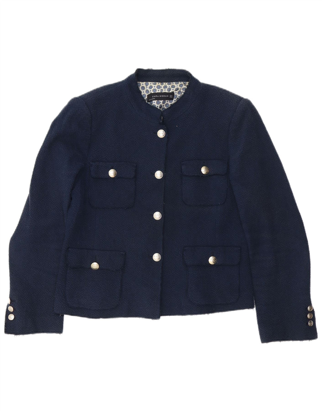 Zara Γυναικείο μπουφάν blazer UK 18 XL Navy Blue Acetate