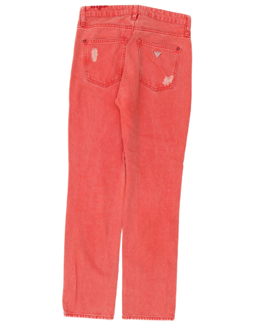 Guess Womens Distressed Straight Jeans W26 L28 Red Cotton