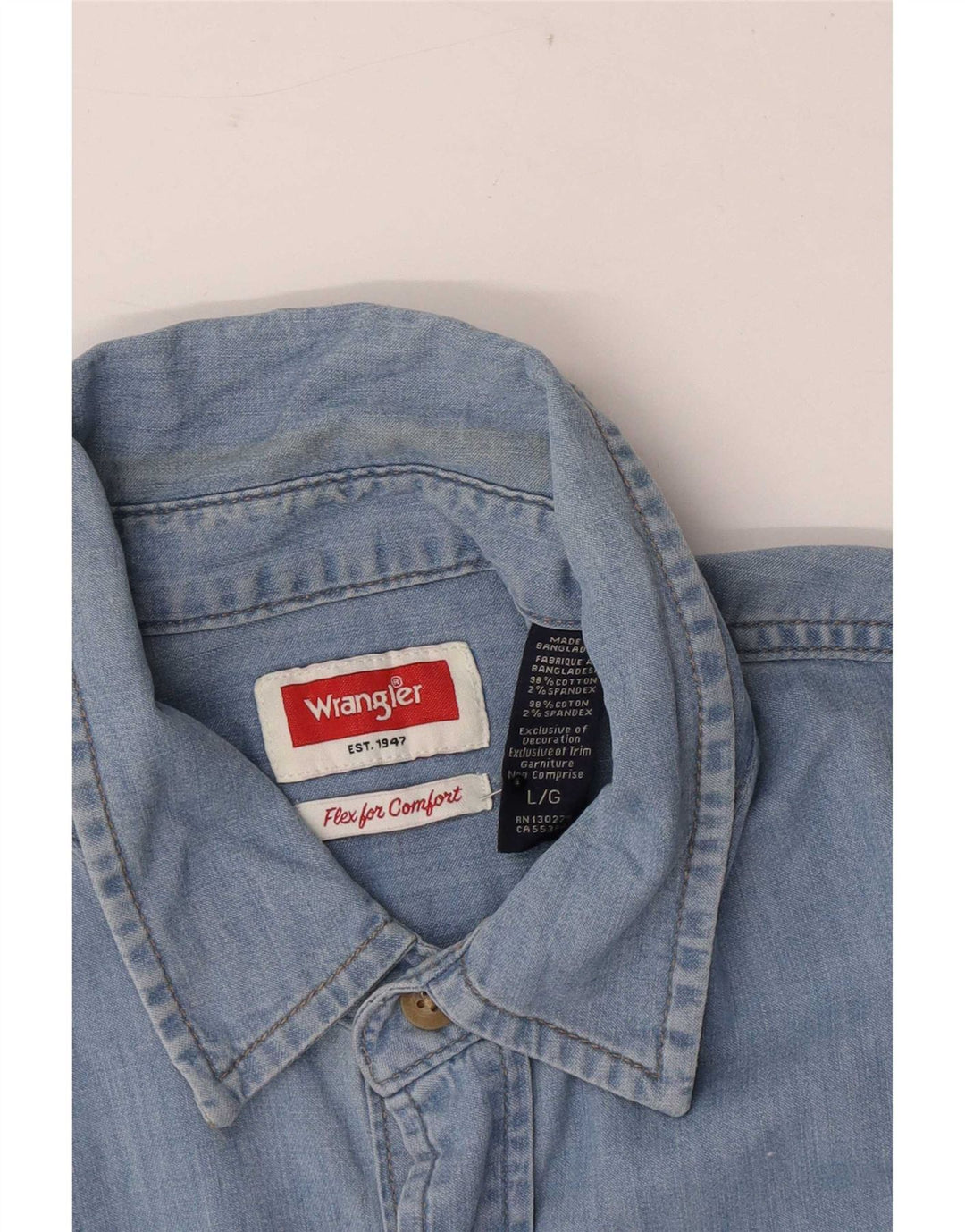 Ανδρικό τζιν πουκάμισο Wrangler με κανονική εφαρμογή, μεγάλο μπλε βαμβακερό
