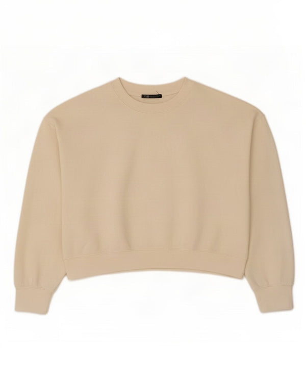 Zara Γυναικεία φούτερ υπερμεγέθης Crop Jumper UK 14 Medium Off White