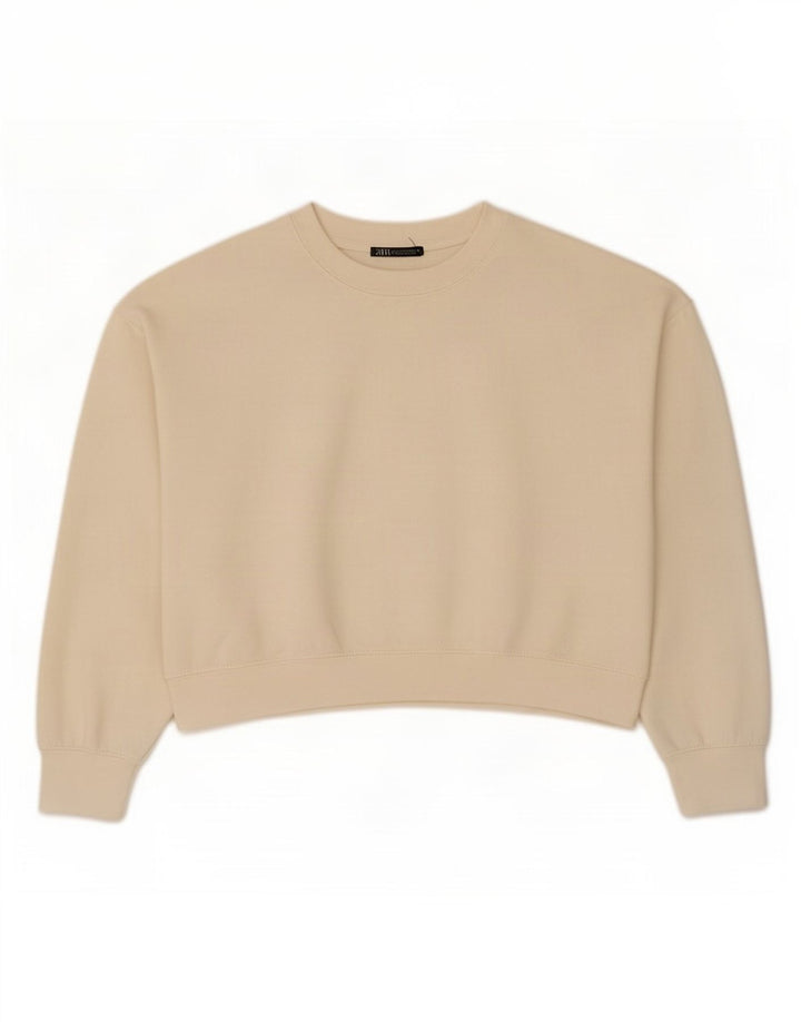 Zara Γυναικεία φούτερ υπερμεγέθης Crop Jumper UK 14 Medium Off White
