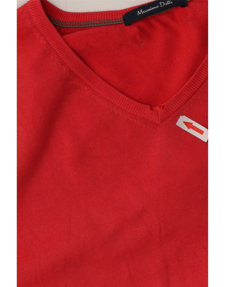 Ανδρικό πουλόβερ Massimo Dutti με V λαιμόκοψη, μεγάλο κόκκινο