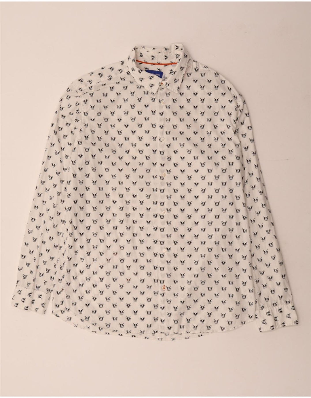 Ανδρικό πουκάμισο JACK & JONES 2XL από βαμβακερό λευκό στίγματα