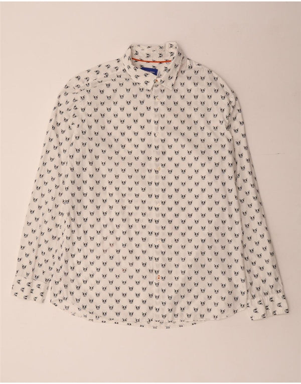Ανδρικό πουκάμισο JACK & JONES 2XL από βαμβακερό λευκό στίγματα