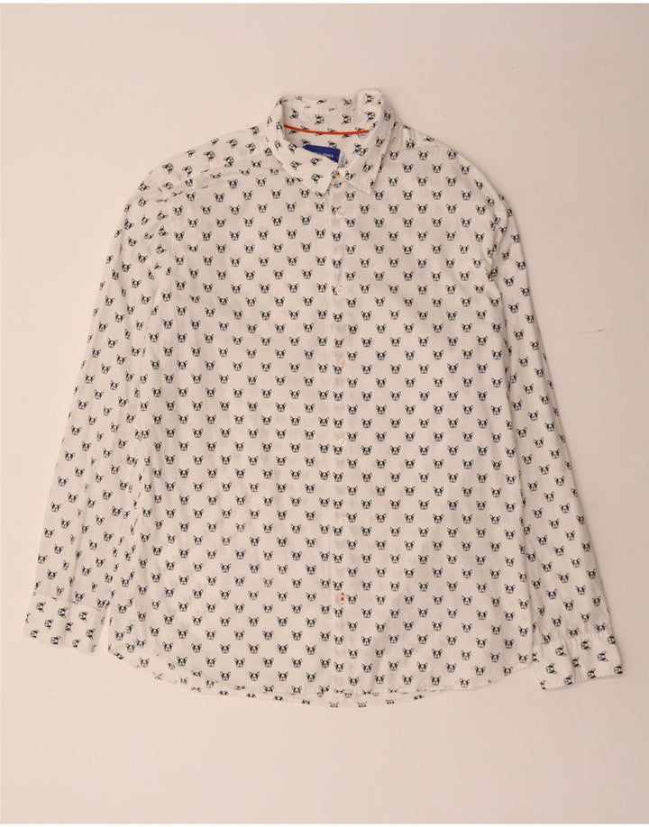 Ανδρικό πουκάμισο JACK & JONES 2XL από βαμβακερό λευκό στίγματα
