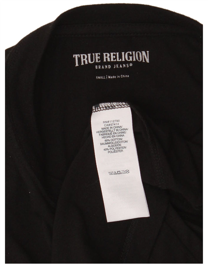 True Religion Ανδρικό γραφικό τοπ μακρυμάνικο μικρό μαύρο βαμβακερό