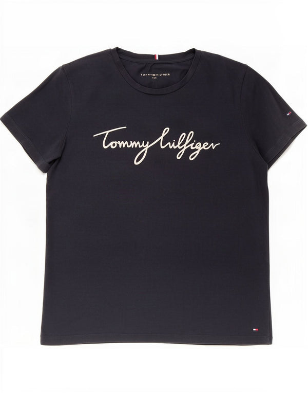 Γυναικείο γραφικό μπλουζάκι Tommy Hilfiger Top UK 22 3XL Navy Blue Cotton