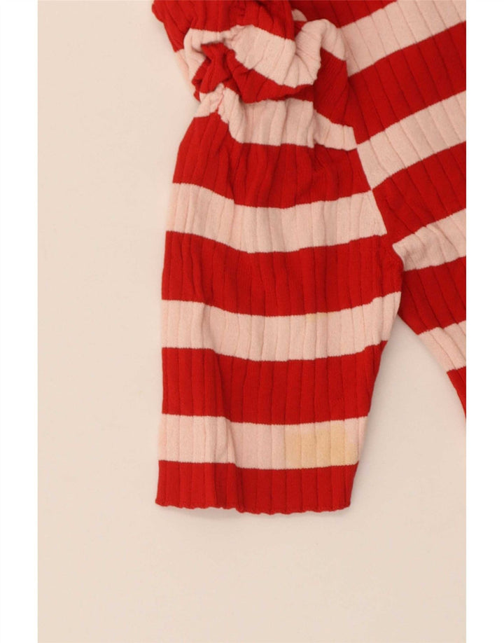 Zara Γυναικείο Crop Top UK 8 Μικρή κόκκινη ριγέ βισκόζη