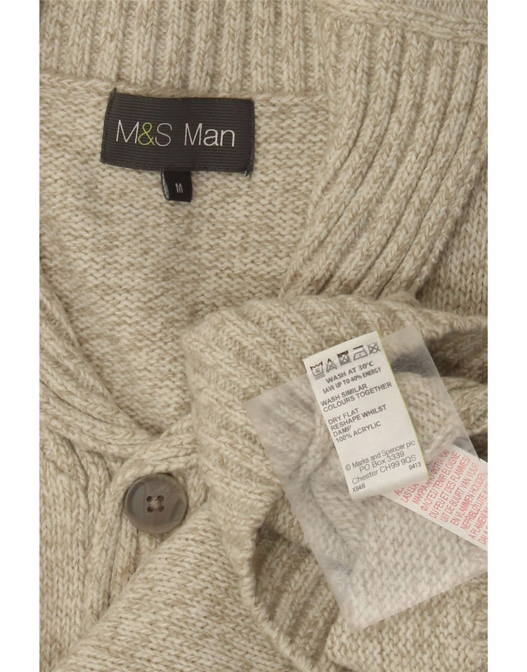 Marks & Spencer Ανδρικό πουλόβερ με σάλι λαιμό, ακρυλικό μεσαίο πράσινο