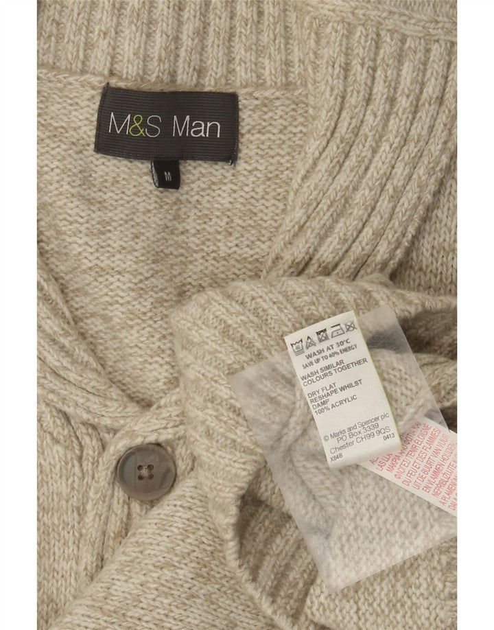 Marks & Spencer Ανδρικό πουλόβερ με σάλι λαιμό, ακρυλικό μεσαίο πράσινο