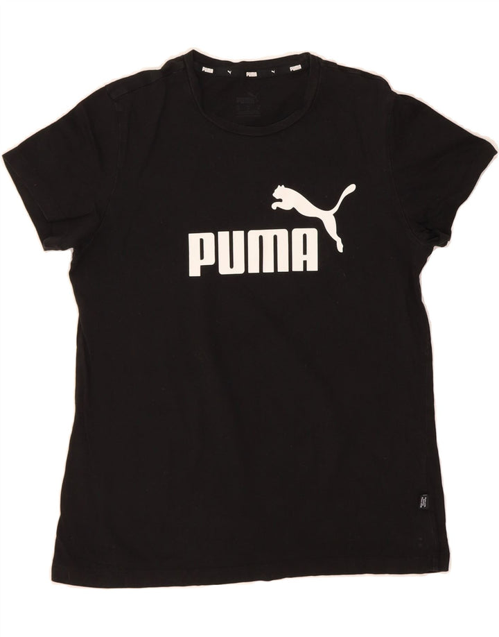 PUMA Womens Graphic T-Shirt Top UK 12 Medium Black Vintage Puma and Second-Hand Puma from Messina Hembry 