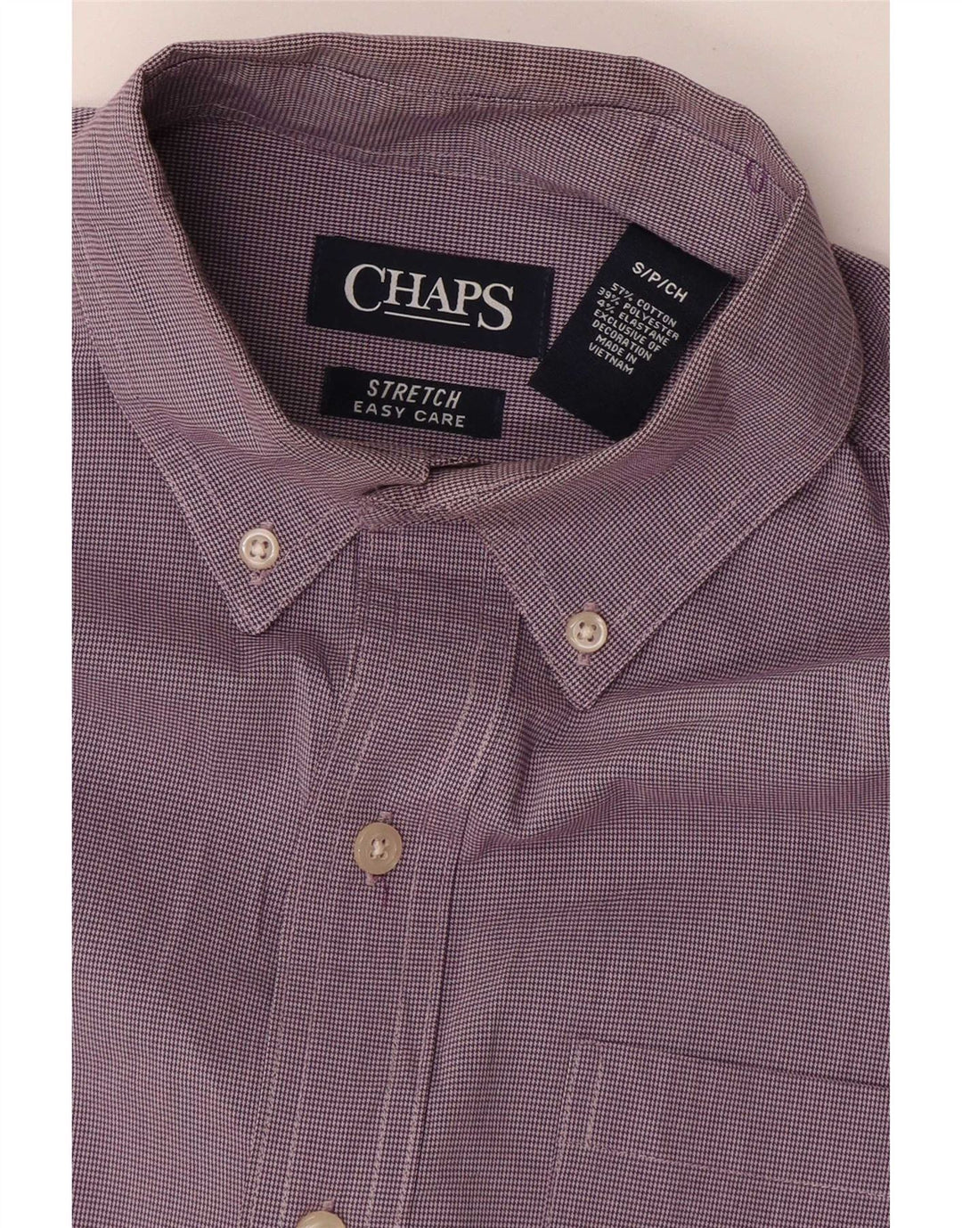 Chaps Ανδρικό πουκάμισο μεγάλου μεγέθους UK 10 Small Purple Houndstooth Βαμβακερό