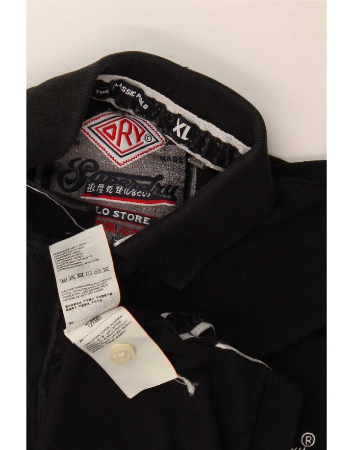 Ανδρικό πουκάμισο πόλο XL Superdry μαύρο βαμβακερό