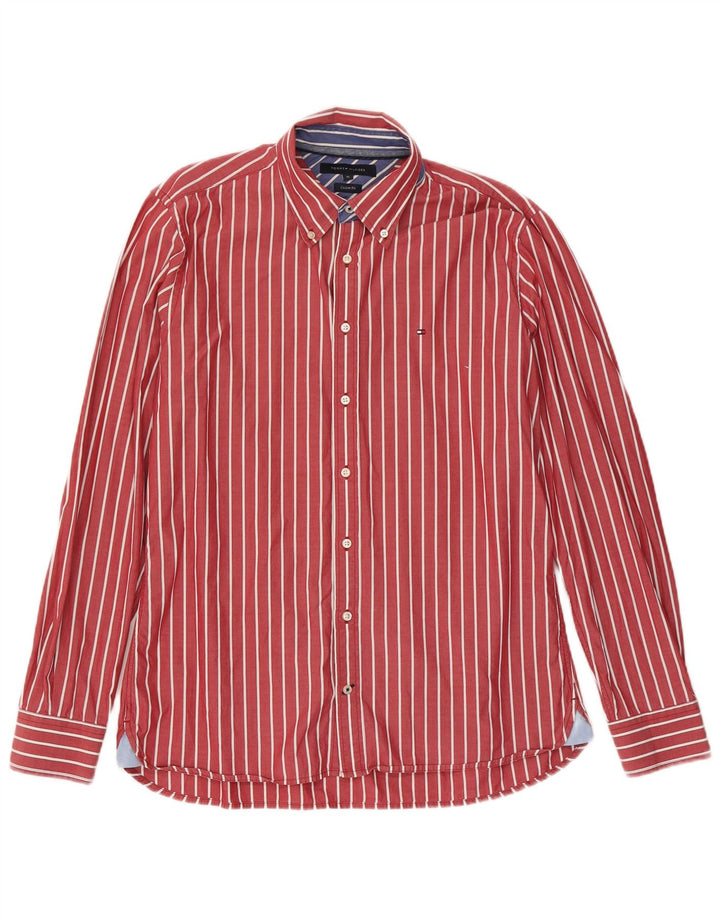 Ανδρικό πουκάμισο Tommy Hilfiger Custom Fit Βαμβακερό με μεσαίο κόκκινο ρίγες