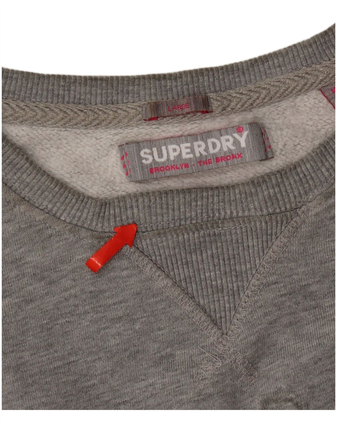 Superdry Γυναικεία γραφική μπλούζα μεγάλου μεγέθους Jumper UK 16 μεγάλο γκρι βαμβακερό