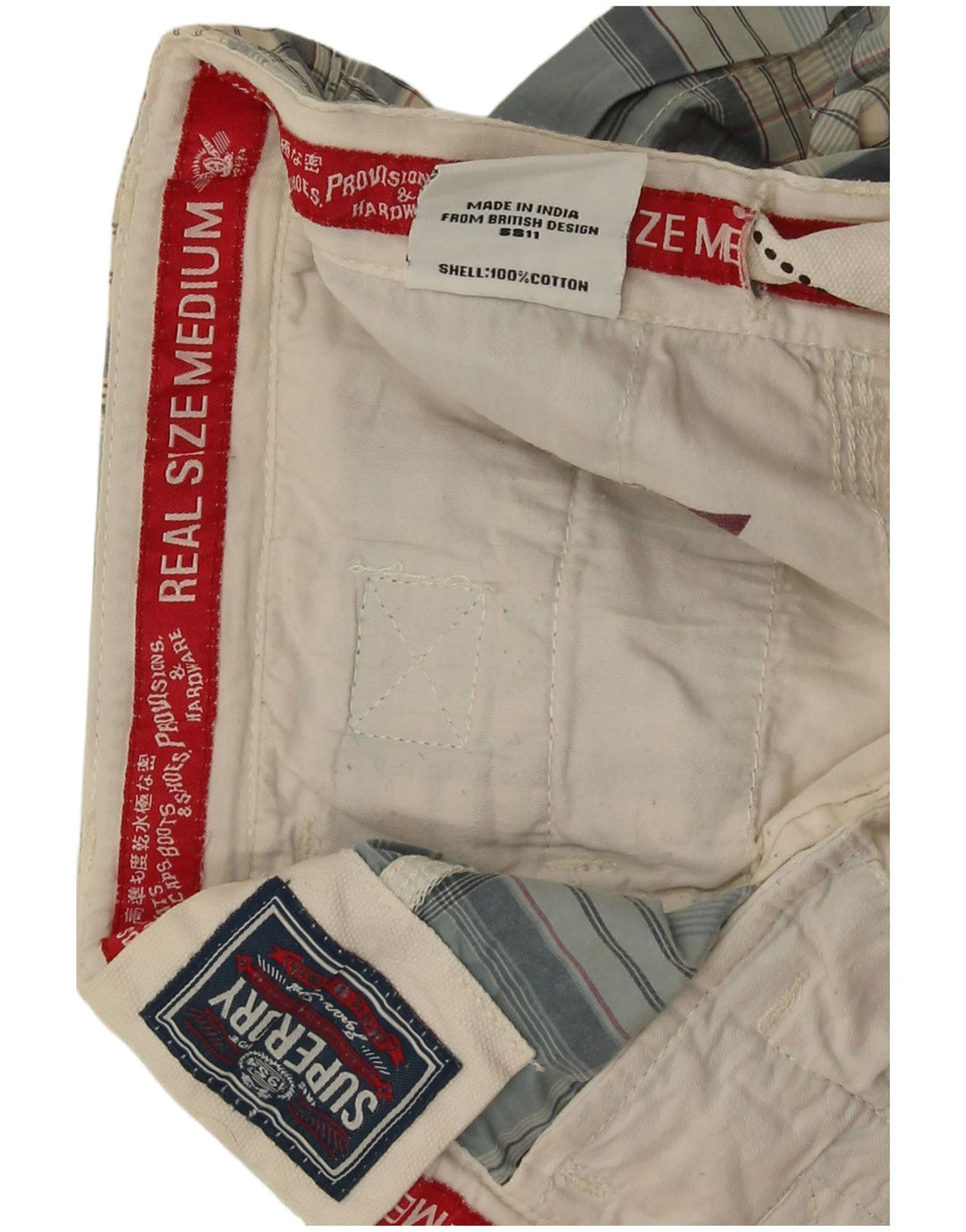 Γυναικείο Hot Παντελόνι Superdry Medium W30 Blue Check Cotton