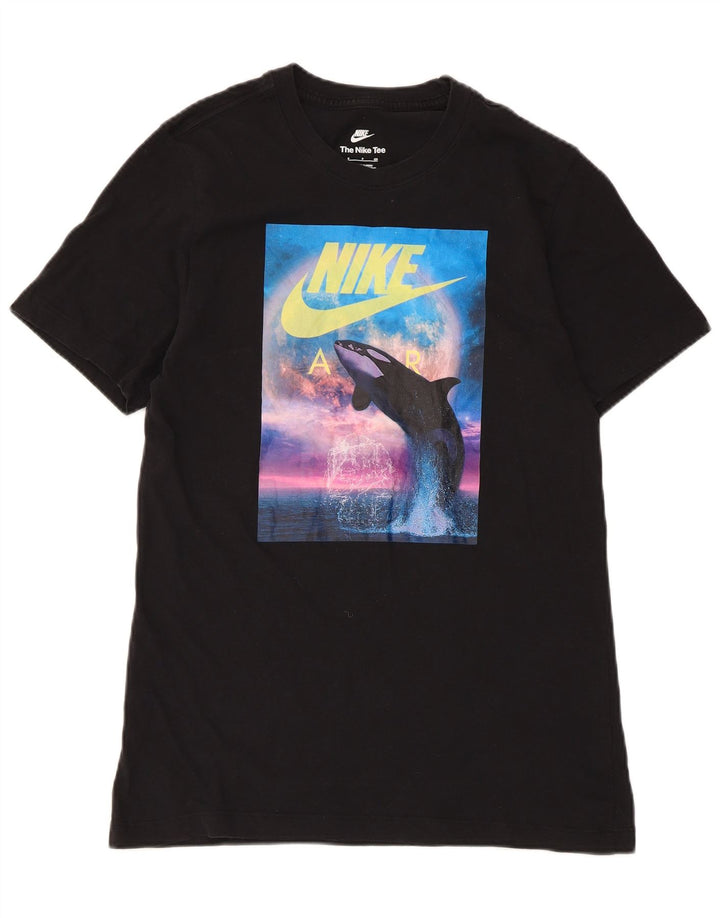 Ανδρικό γραφικό μπλουζάκι Nike, μικρό μαύρο βαμβακερό